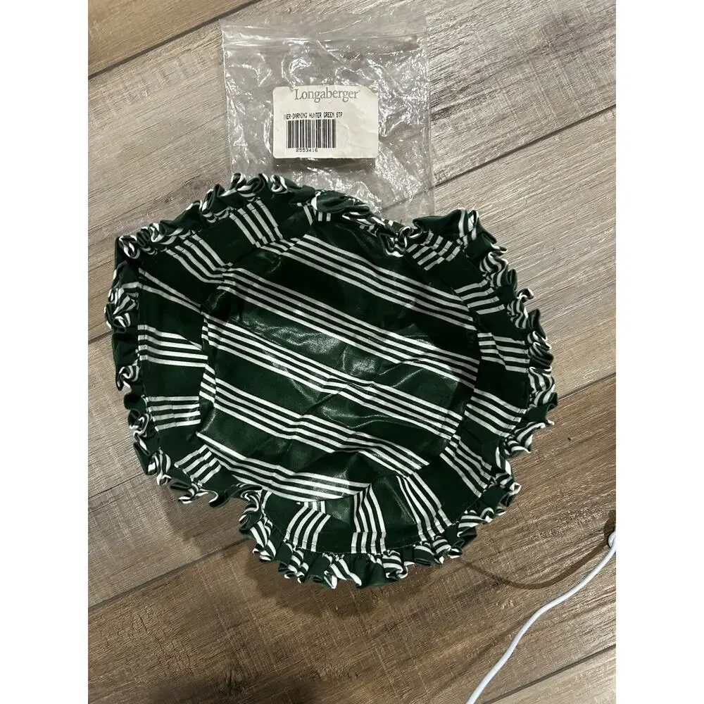 Longaberger Darning Frosty‎ Basket Liner Hunter Green Stripe fabric NEW